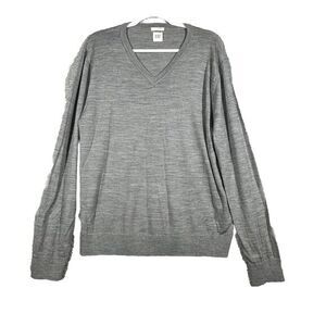 GAP MERINO WOOL V Neck Sweater Gray Men's Sz: Lg‎ Classic